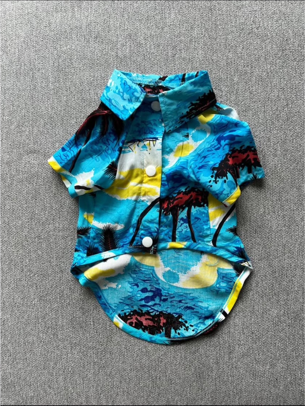 Blue Tropical Palm Print pets Button-Up Shirt (dog/cat)
